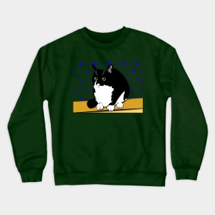 Cute Tuxedo Fatty Cat Nelson On a Ledge Copyright TeAnne Crewneck Sweatshirt